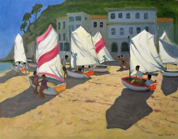 Sailboats, Costa Brava, 1999 (oil on canvas)  von Andrew  Macara