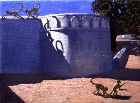 Monkey Temple, India, 2000 (oil on canvas) 