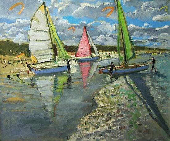 Three Sailboats, Bray Dunes, France von Andrew  Macara