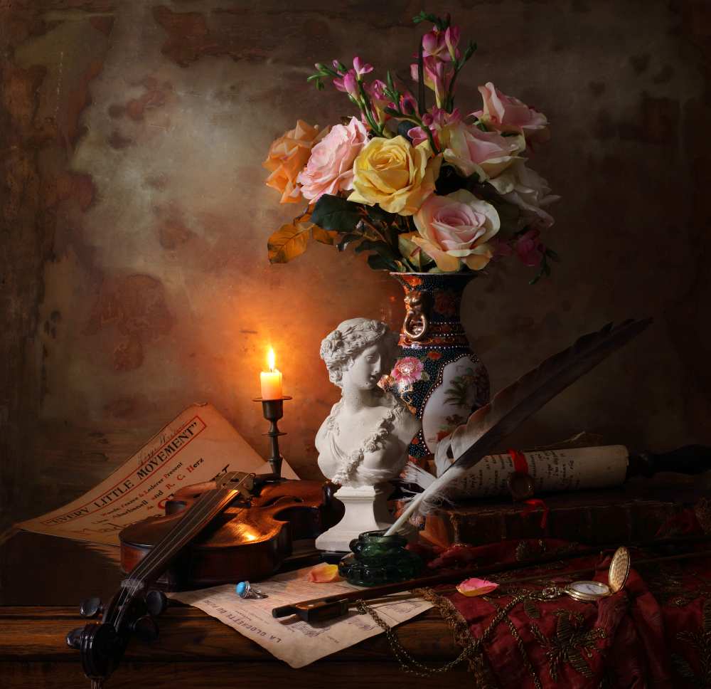 Still life with bust and flowers von Andrey Morozov