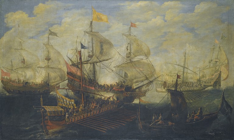 Die Seeschlacht von Lepanto am 7. Oktober 1571 von Andries van Eertvelt