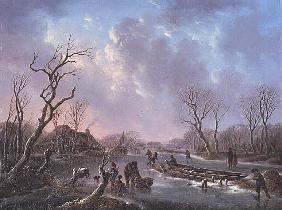 Skaters on a frozen river