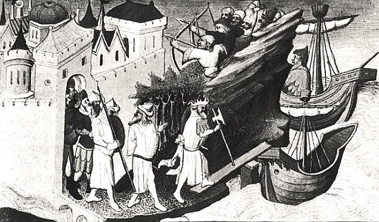 Expedition against the Island of Cipangu (Japan) from the Livre des Merveilles du Monde, c.1410-12 von (and workshop) Boucicaut Master