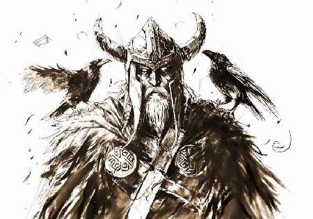  Bleistiftzeichnung von Allvater Odin, dem obersten Gott der nordischen Mythologie 2023