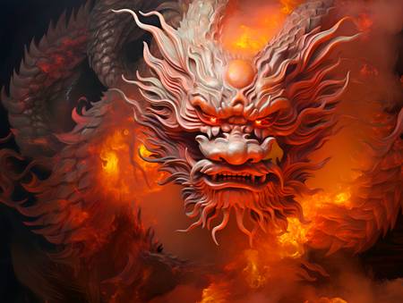 Chinesischer Drache des Feuers. Jahr des Drachen 2023