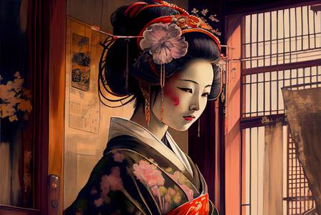 Verwobene Geschichte: Traditionelle Geisha in authentischer Robe 2023