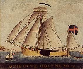 Darstellung des Schiffes Die gute Hoffnung von Anonym, Haarlem