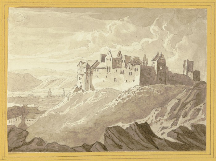 Schlossruine auf einem Berg von Anonym