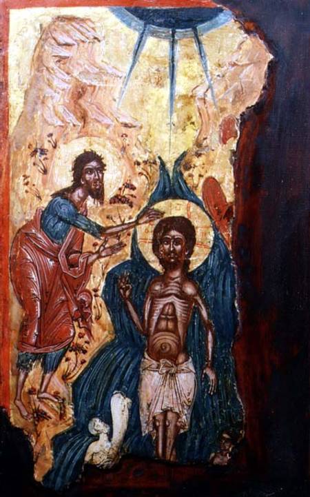 The Baptism of Christ (fragment of)Macedonian icon von Anonymous