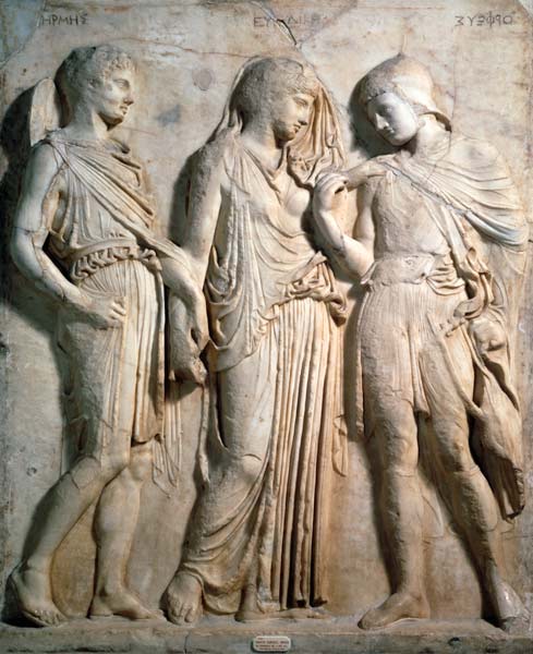 Hermes, Orpheus and Eurydice, relief von Anonymous