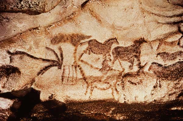 Cave painting of horses and deer von Anonymous