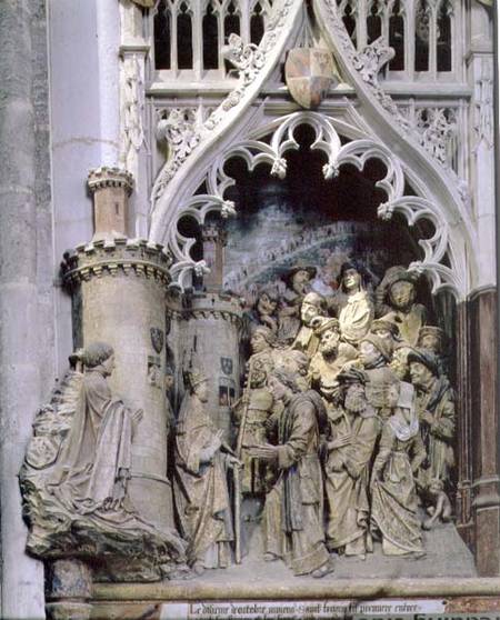 Choir-screen, detail of reliefs on south side depicting a scene from the life of St. Firmin (Firminu von Anonymous