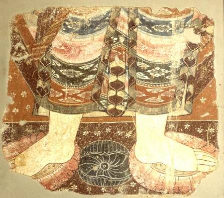 Fragment showing the Bodhisattva robe and feet (wall painting)Balawaste von Anonymous