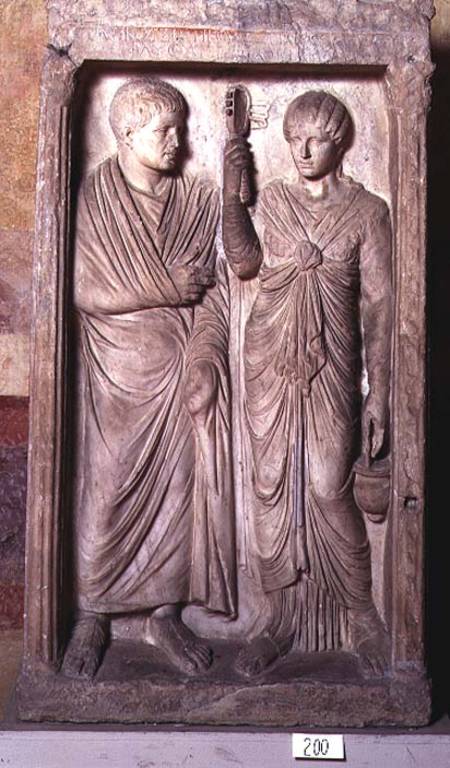 Funeral statue with married couple Greek von Anonymous