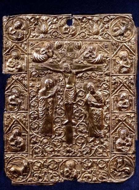 Gospel cover, depicting the Crucifixion and Apostles,Serbian (Northern Macedonia) von Anonymous