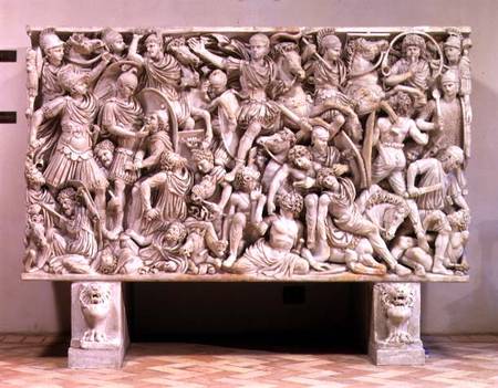 The Ludovisi sarcophagus with high relief representation of the Romans fighting the Barbarians von Anonymous