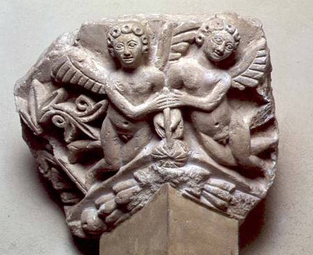 Relief of Two Angels Holding a GarlandEgyptian Coptic Period von Anonymous
