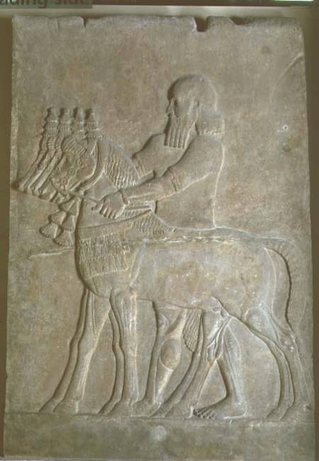 Relief of a man holding the reins of four horsesfrom the Palace of Sargon II (721-705 BC) at Khorsab von Anonymous