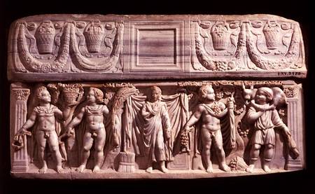 Sarcophagus depicting the deceased and the four seasons, from Carthage,Roman von Anonymous