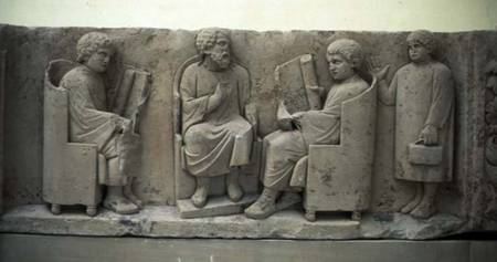School scene, from Neumagen,Roman relief panel von Anonymous