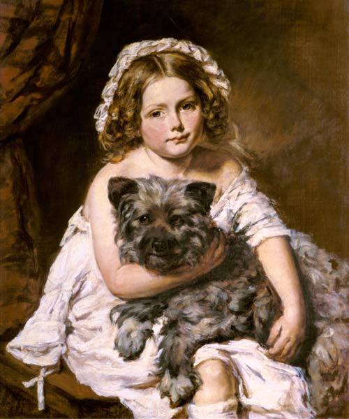 Young girl with her dog, formerly attributed to Sir Edwin Landseer (1802-73) von Anonymous