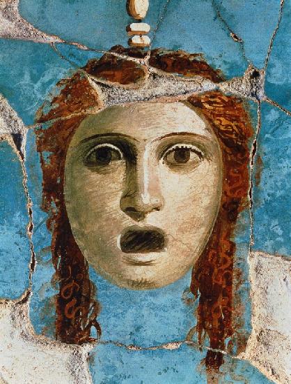 Wall painting of a female head Pompeii