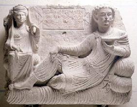 Couple at a banquet, tomb find from Palmyra,Syria 150 AD
