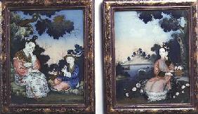 Courtly ladies(from a pair of paintings on glass 18th centu
