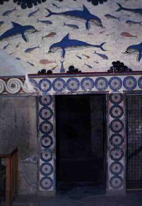 The Dolphin Frescoes in the Queen's Bathroom, Palace of Minos, Knossos,Crete 1600-1400