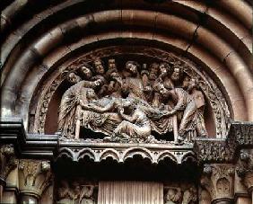 The Dormition of the Virgintympanum from the double portal of the south transept c.1225