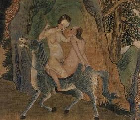 Erotic depiction of lovers on a trotting horse c.1850,