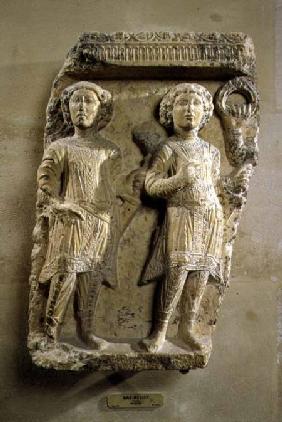 Fragment of a bas-relief plaque depicting two soldiersfrom Palmyra 2nd centur