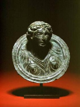 Gallo-Roman repousse applique roundel with the bust of a female 2nd-3rd ce