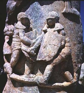 Gladiators carved  relief on a column