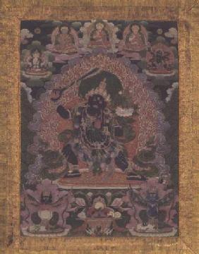 GQ121 Thangka of the fierce form of Manjushri with Bodhisattva Crown and a Third Eye 19th-20th