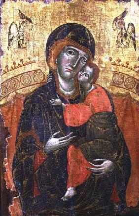 The Mother of God of Tenderness (Eleousa) enthroned, icon, Yugoslavian,from Dalmatia c.1500
