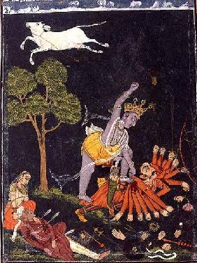 Parasurama killing Karttavirya Arjuna, Chamba or Bilaspur, Himachal Pradesh, Pahari School c.1750-60,