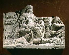 Personification of the earth mother, allegorical relief, Roman,Carthage beginning