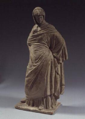 Stone female statuette, Boeotian, Tanagra,Hellenistic period c.320 BC