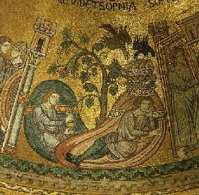 The Story of Joseph, the Dream of the Vintner and the Baker,Mosaic in the Fourth Cupola of the San M 13th centu