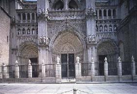 View of the West facade, detail of the three portals (LtoR) the Tower or Inferno Portal, the Portal begun 1418