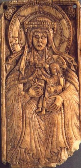 Virgin and Child, relief plaque,from Northern France 1100