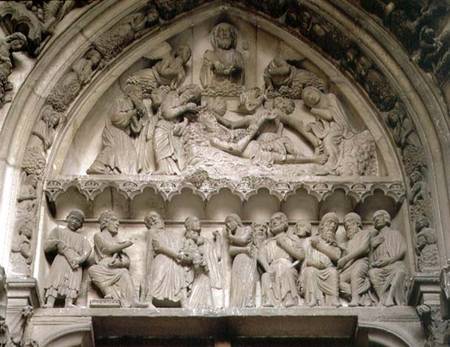 Tympanum depicting (top) an exorcism and (below) the Presentation in the Temple von Anonymous