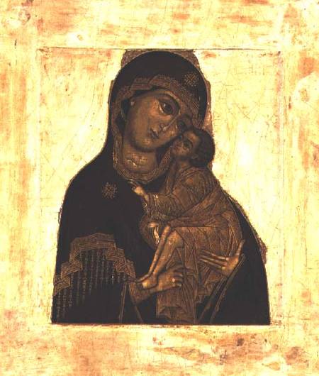 Virgin of the Don embracing the blessing Christ ChildRussian icon von Anonymous