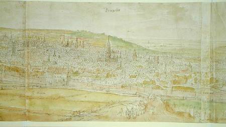 Panoramic View of Brussels (pen and ink and w/c on paper) von Anthonis van den Wyngaerde