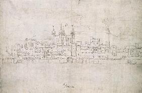 The Tower of London, from 'The Panorama of London' c.1544  an