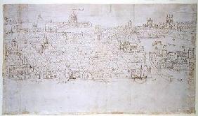 Billingsgate to Tower Wharf, from 'The Panorama of London' c.1544  an