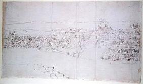 Durham House to Barnard's Castle, from 'The Panorama of London' c.1544  an