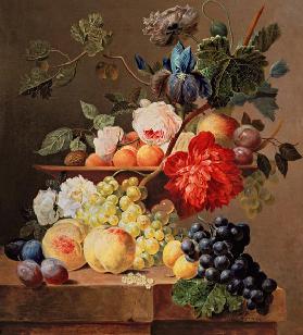 Still life with fruit and flowers