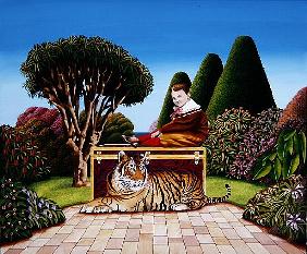 Boy with Tiger, 1984 (acrylic on board) 